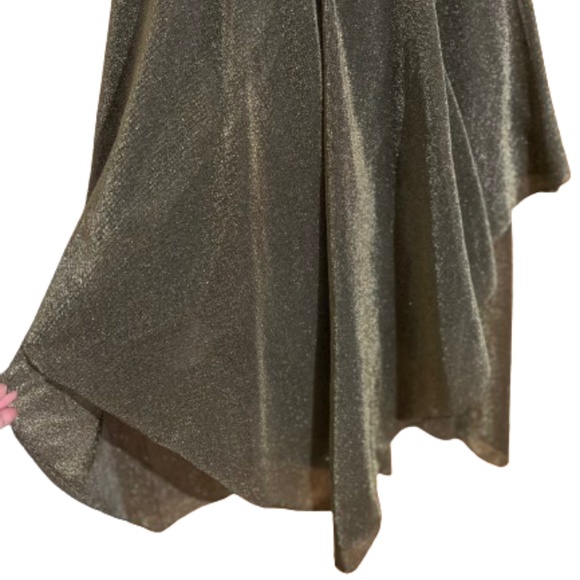 Vintage Morton Myles I. MAGNIN 80s Olive Green Gold Metallic Layered Dress Sz-XS - Picture 5 of 13